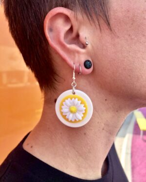 White/Yellow - Daisy Earrings - Golda Blaise
